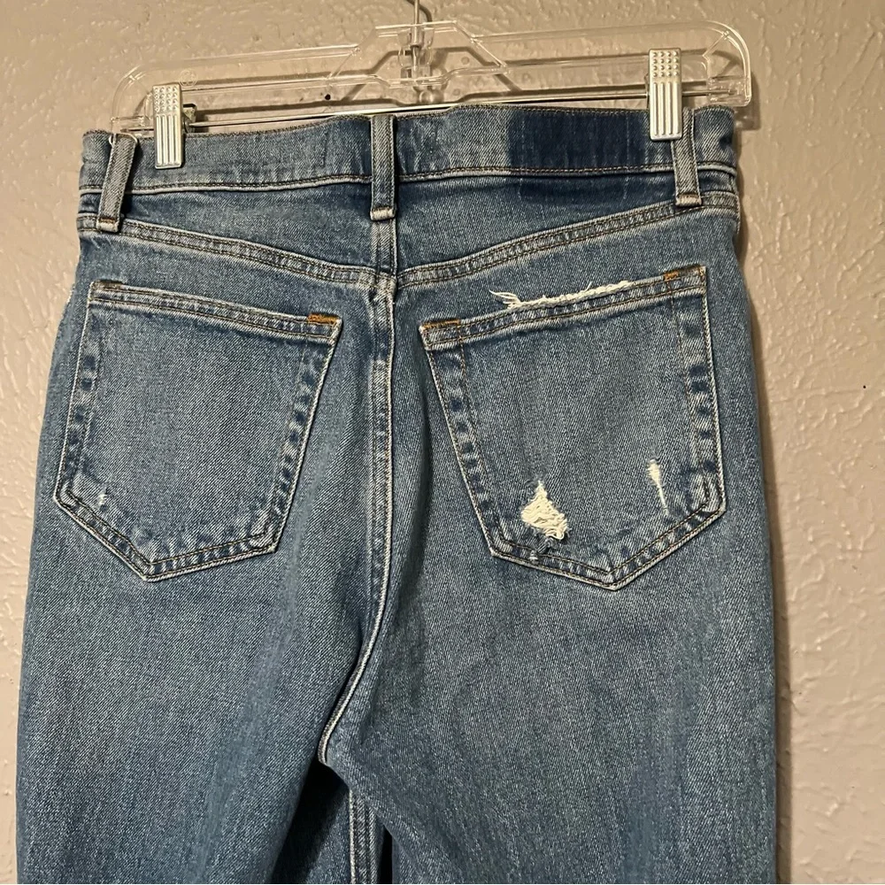 Abercrombie‎ 90s Straight Ultra High Rise Jeans size 27 Distressed Hem crossover